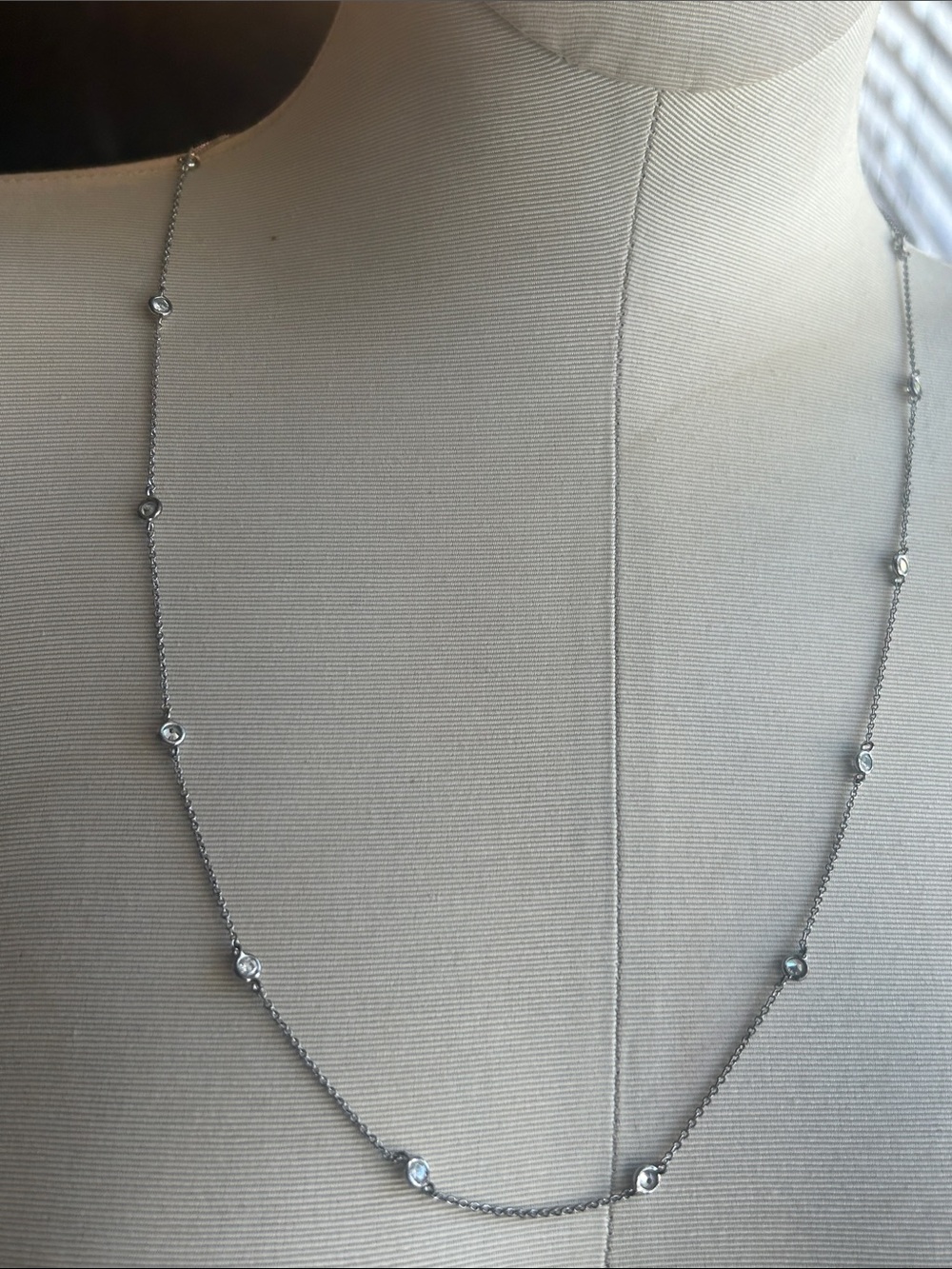 Classic Silver Station Bezel Necklace - Elegant Women’s Jewelry